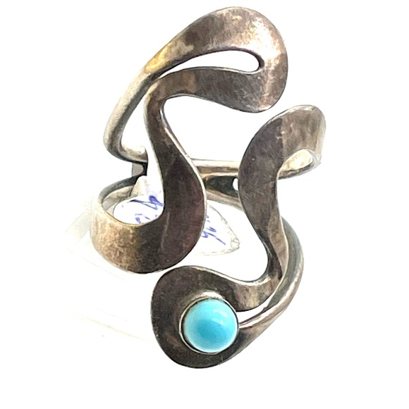 Jewelry - Sterling Taxco Turquoise Modernist Wrap Ring